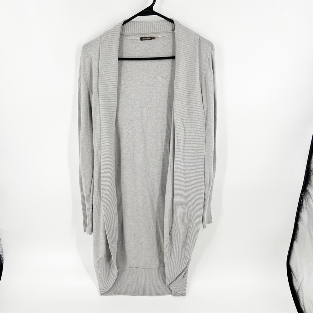 J. McLaughlin Heather Gray Open-Front Draped Cardigan